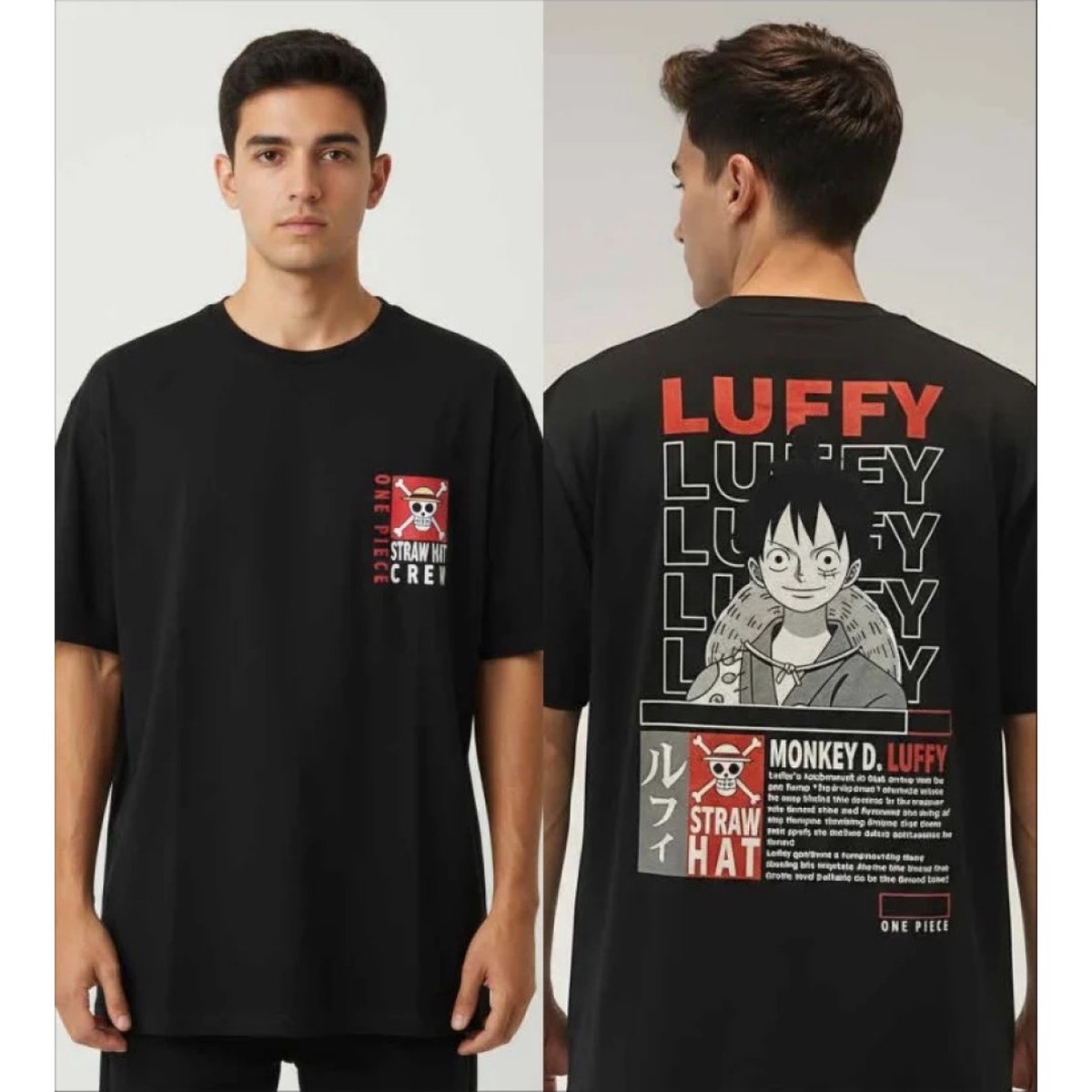 One Piece Monkey D. Luffy Black T-Shirt (L)